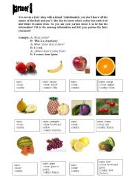 English Worksheet: dialogue on fruit: What is this?