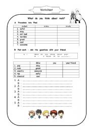 English worksheet: music