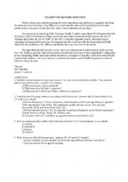 English Worksheet: Cigarettes have 600 additives