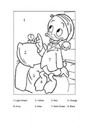 English Worksheet: colour the duck