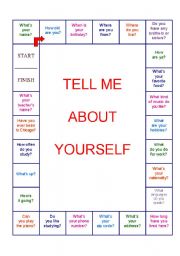 English Worksheet: Tell Me About Yourself (board game)