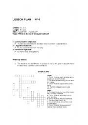 English Worksheet: lesson plan