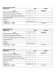 Daily Class Rubric