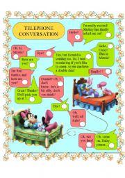 English Worksheet: MINNIE & DAISY - telephone conversation