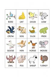 English Worksheet: Barnyard Animal Flashcards 1