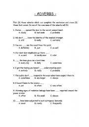 English Worksheet: Adverbs multiple choice