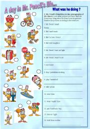 English Worksheet: A day in Mr. Pencils life