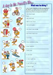 English Worksheet: A day in Mr. Pencils life