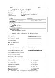 English worksheet: Verb to be