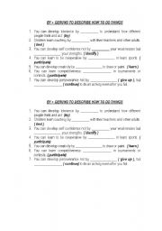 English Worksheet: By + gerund to describe how to do things