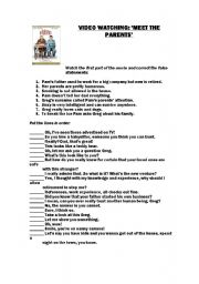 English Worksheet: MEET THE PARENTS VIDEO TASKS