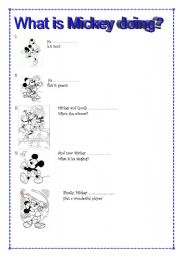 English Worksheet: Whats Mickey doing?