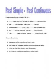 English Worksheet: Past simple - Past Continuous