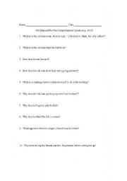 English worksheet: Old Man and the Sea Comprehension Questions p. 46-61