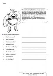 English Worksheet: Shrek activities