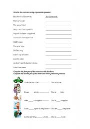 English worksheet: Exercising the possessive pronouns