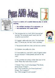 English Worksheet: Puns and Jokes