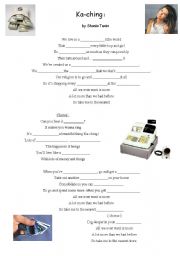 English Worksheet: song ka ching by shania twain / about affluent society