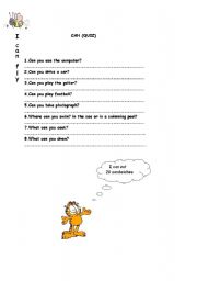 English Worksheet: can