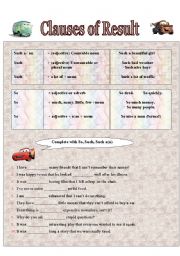 English Worksheet: Clauses of Result