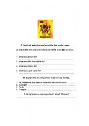 English Worksheet: The Incredibles - can for ability