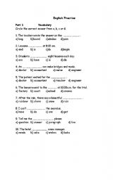 English worksheet: grammar  vocabulary test