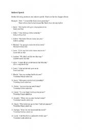 English Worksheet: Reported Speech 