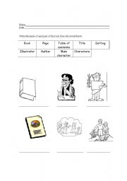 English Worksheet: Parts of the book