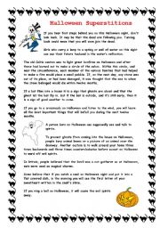 English Worksheet: Halloween Superstitions