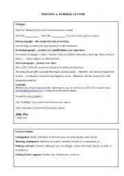 English Worksheet: Writing a formal letter