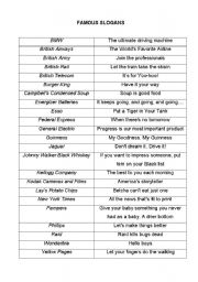 English Worksheet: Famous slogans