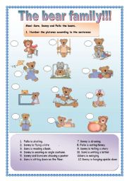 English Worksheet: The bear family - present progressive