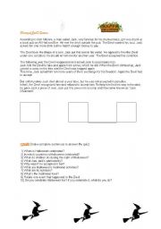 English worksheet: Halloween and the story of Jack OLantern