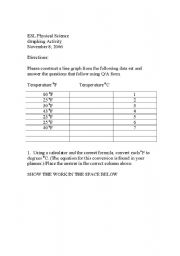 English Worksheet: Graphing Temperature