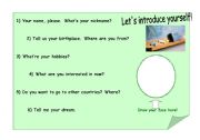 English Worksheet: self-introduction