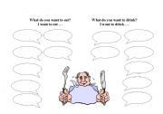 English Worksheet: What do you want to eat or drink?