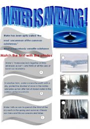 English Worksheet: Amazing facts about water!  (part I)