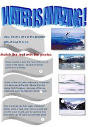 English Worksheet: Amazing facts about water!  (part II)