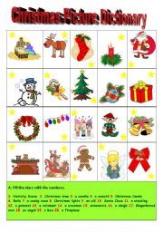 English Worksheet: Christmas Picture Dictionary