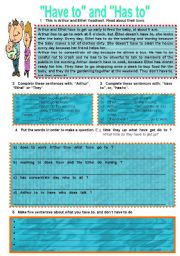 English Worksheet: MODALS  :  have to / has to