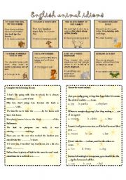 English Worksheet: Animal idioms