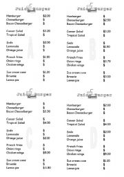 Complete The Menu With The Prices