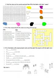 English Worksheet: learning with colours