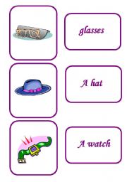 English worksheet: clothes memory game / last sets