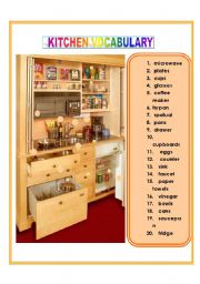 English Worksheet: KITCHEN VOCABULARY