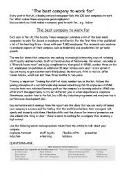 English Worksheet: The best company to work for