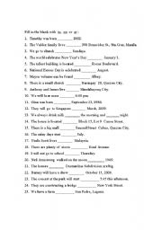 English Worksheet: Preposition   In ,  On ,  At