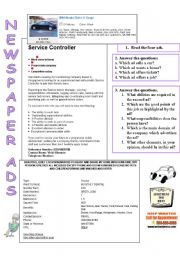 English Worksheet: NEWSPAPER ADS