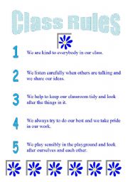 English Worksheet: Class rules Chart