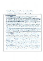 English Worksheet: Writing- What to think about when editing your writing and a checklist